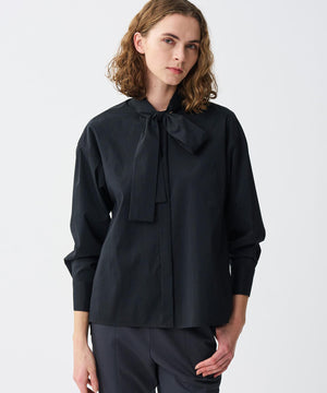 シルクライクタフタ ボウタイブラウス