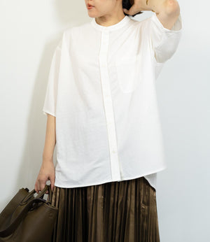 接触冷感バンドカラーシャツ