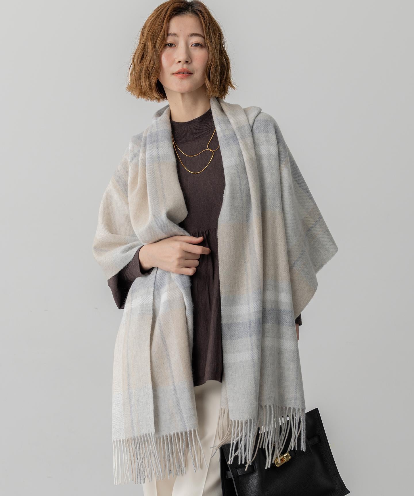 カシミヤ チェック ストール