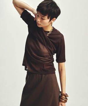 トリコットシフォン ハーフスリーブカットソー