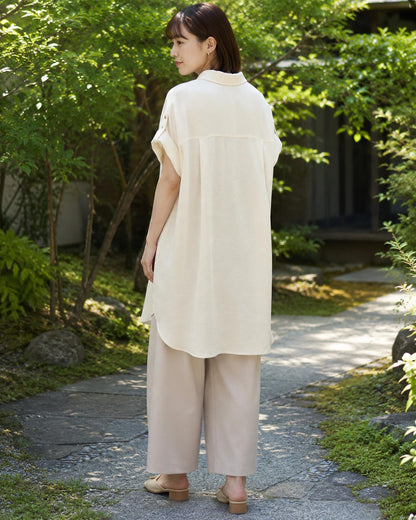 リネンライクミモレシャツ