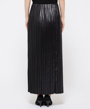 レザー ライク サテン プリーツスカート（uncrave WHITE）