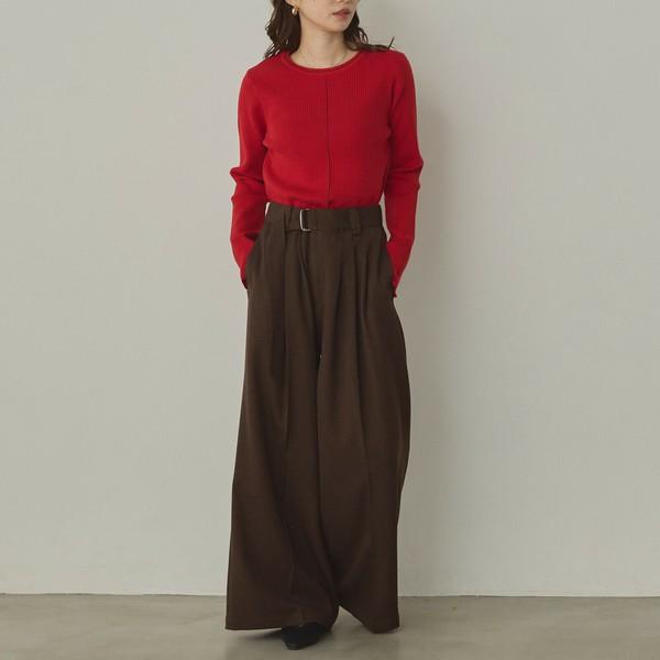 バイカラースリムニットプルオーバー