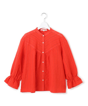 カラミ ストライプ  切り替え ブラウス