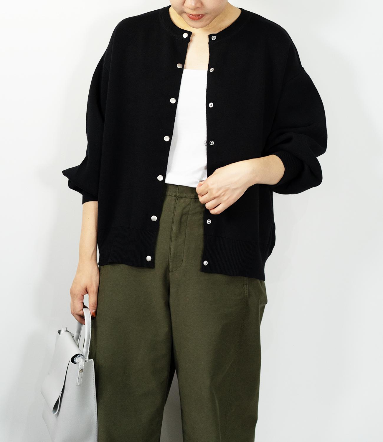 ドットボタンニットカーディガンブルゾン