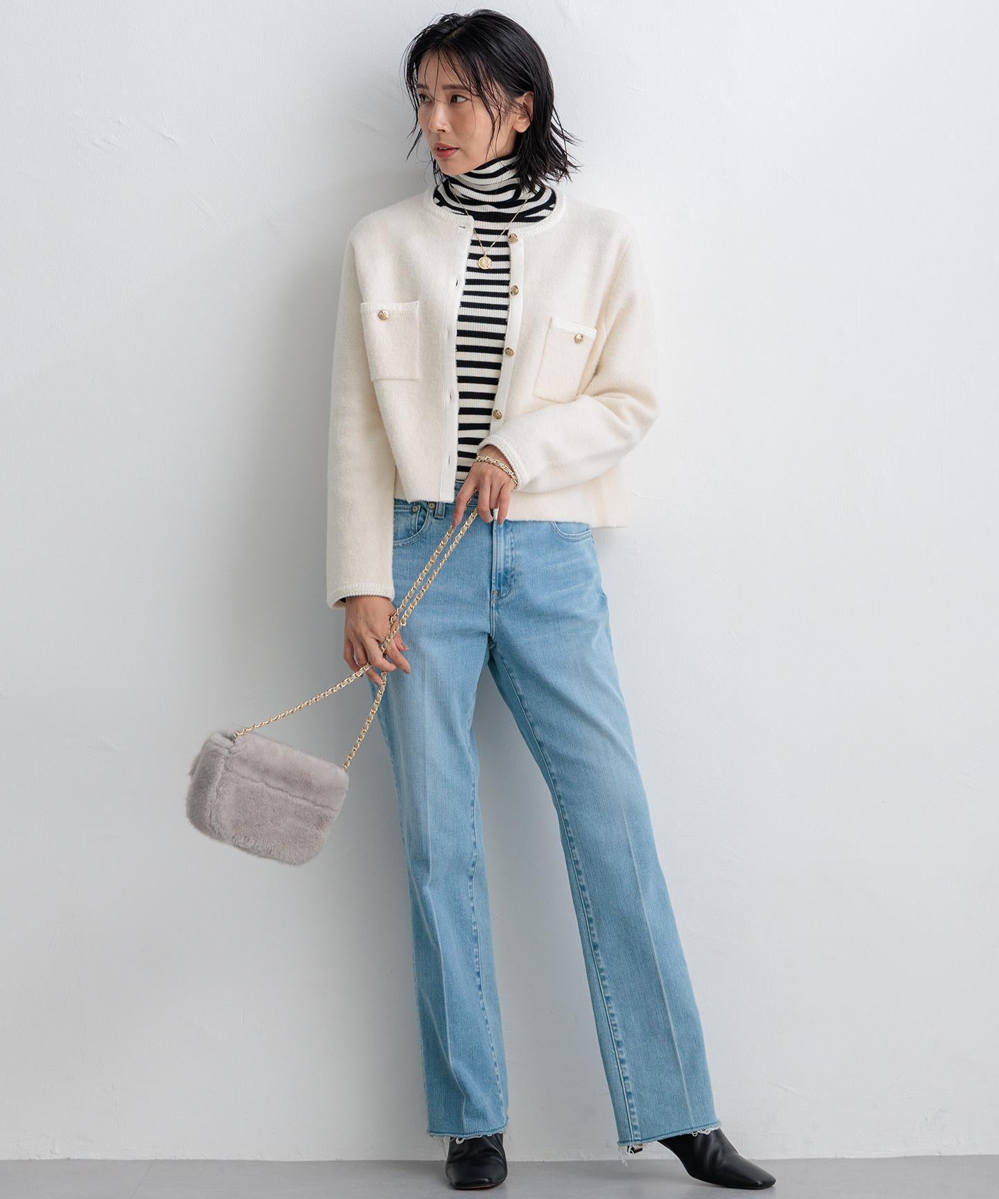 ウーステッドウール リブタートルネック ニット