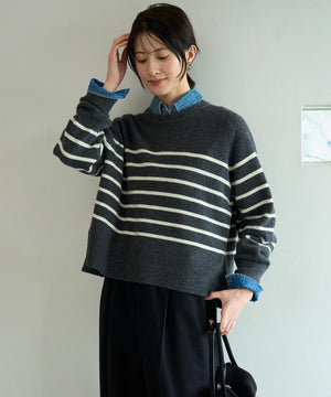 カシミヤブレンド クルーネックニット