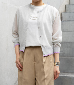 バイカラーシアーニットカーディガン