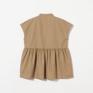 スタンドネック ペプラム フレンチスリーブ ブラウス