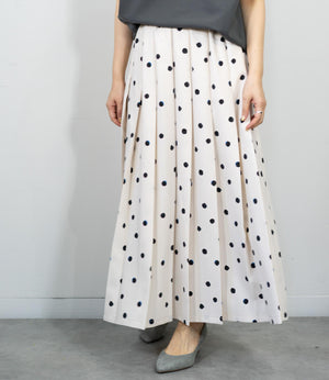 ランダムドットミモレタックスカート