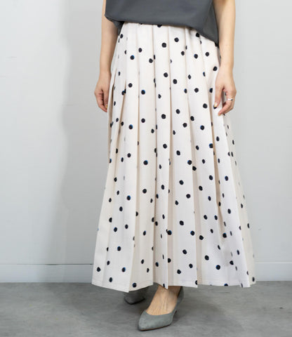 ランダムドットミモレタックスカート