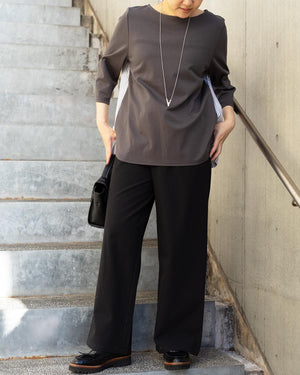 7分袖異素材切替カットソー