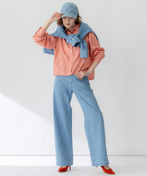 ライトダンガリー ワイドパンツ