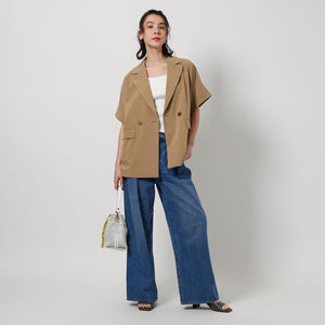 【WEB限定 Wardrobe DAILY MINIMAL】ハーフスリーブ ドルマンジャケット -ウォッシャブル-