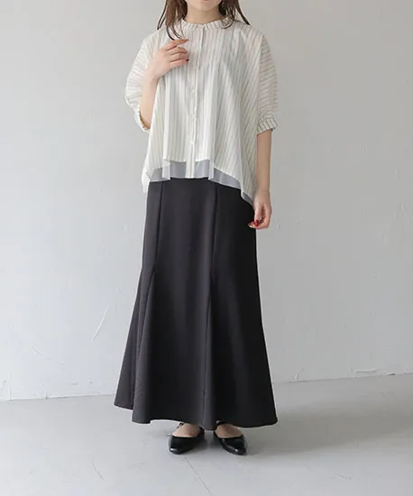 チュールレイヤードドレープブラウス