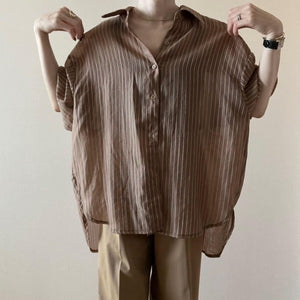 シアーストライプオーバーシャツ