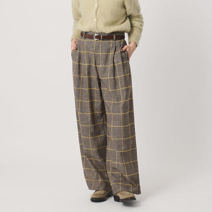 チェック ワイドタックパンツ