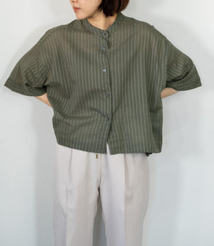 シアーストライプクロップドシャツ