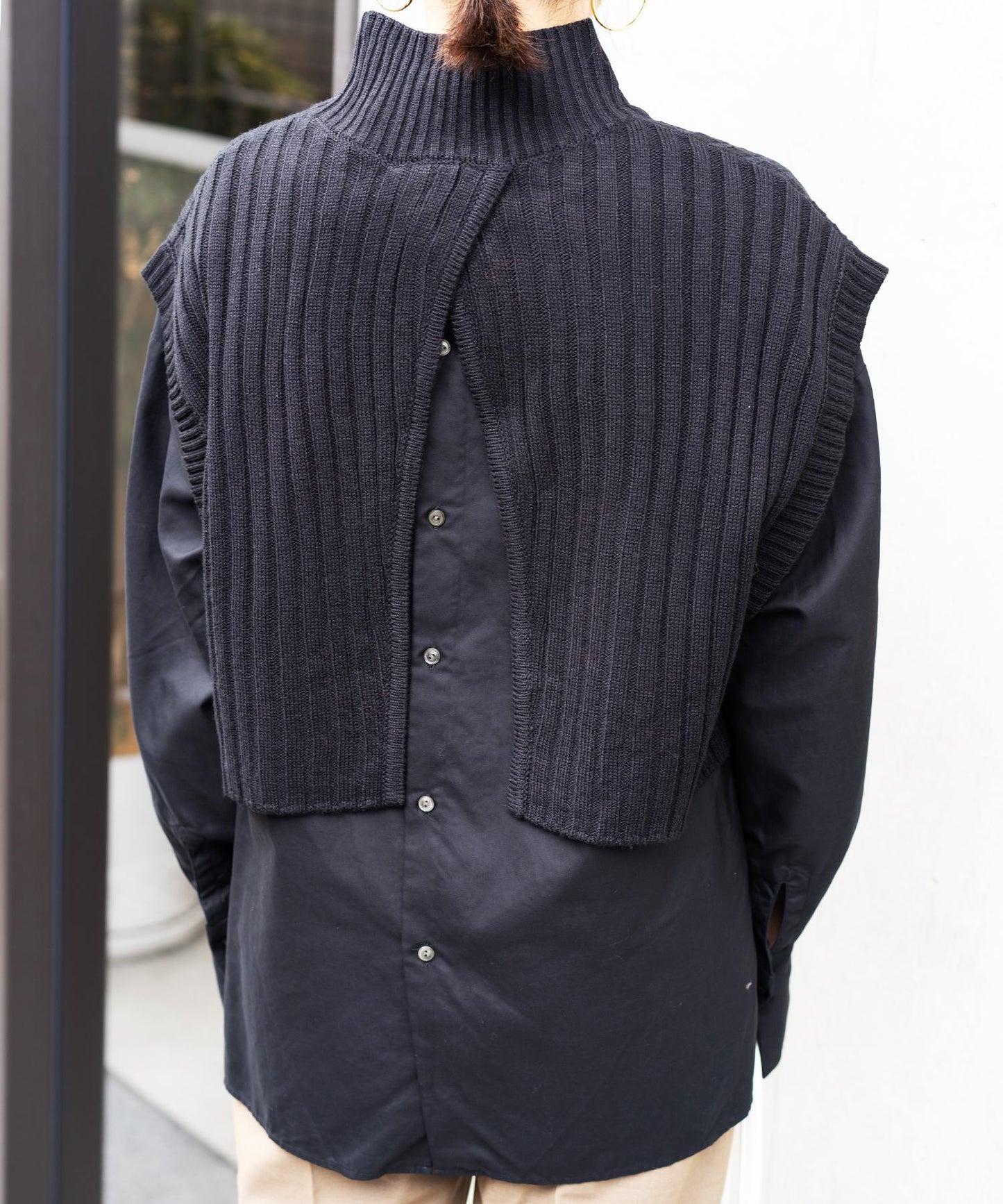 ワイドリブハイネックショートベスト