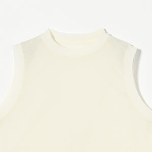 コットンナイロン クルーネック ノースリーブ Tシャツ