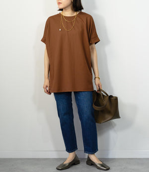 接触冷感袖タックカットソー