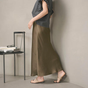 ポリエステルサテン マーメイドフレアスカート