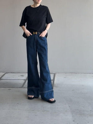 パネルヘムストレートデニム