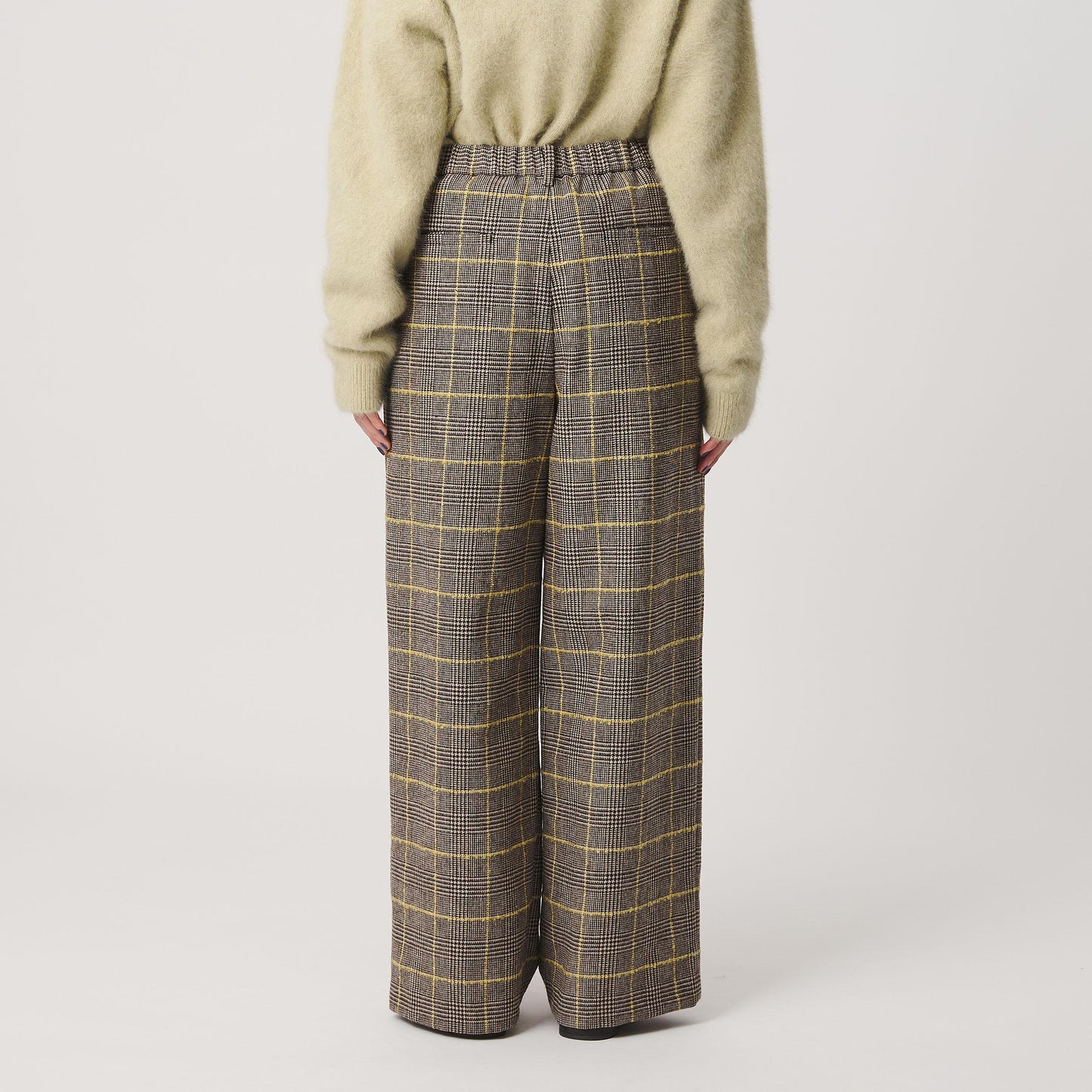 チェック ワイドタックパンツ