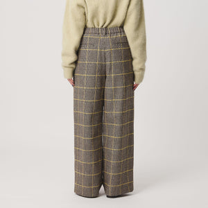 チェック ワイドタックパンツ