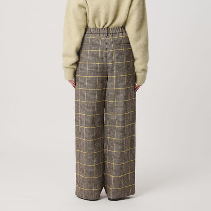 チェック ワイドタックパンツ