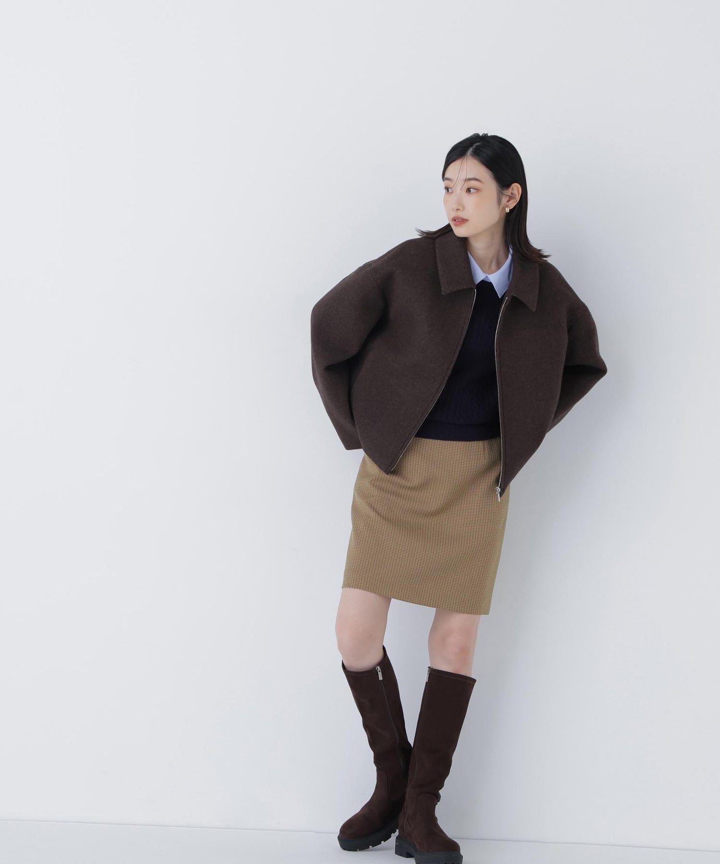 ＜朝比奈 彩さんコラボ＞ステンカラージップブルゾン