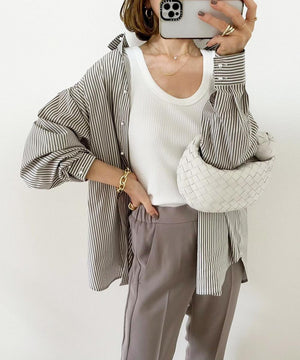 パール釦オーバーサイズシャツ