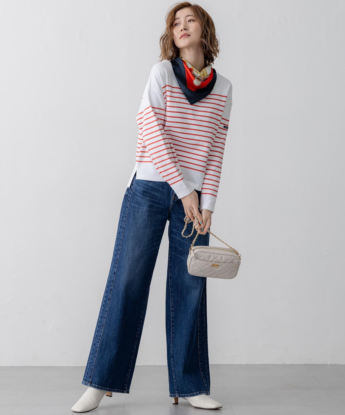 デニム ライン ワイドパンツ