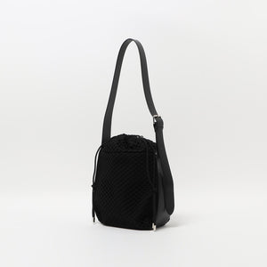 レザーライク×メッシュ コンビ ショルダーバッグ