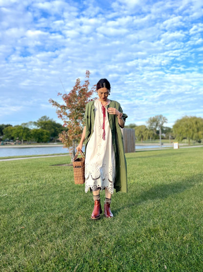 クルーエル刺繍ボヘミアンワンピース