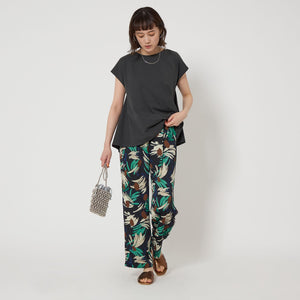 アート フラワー プリント パンツ