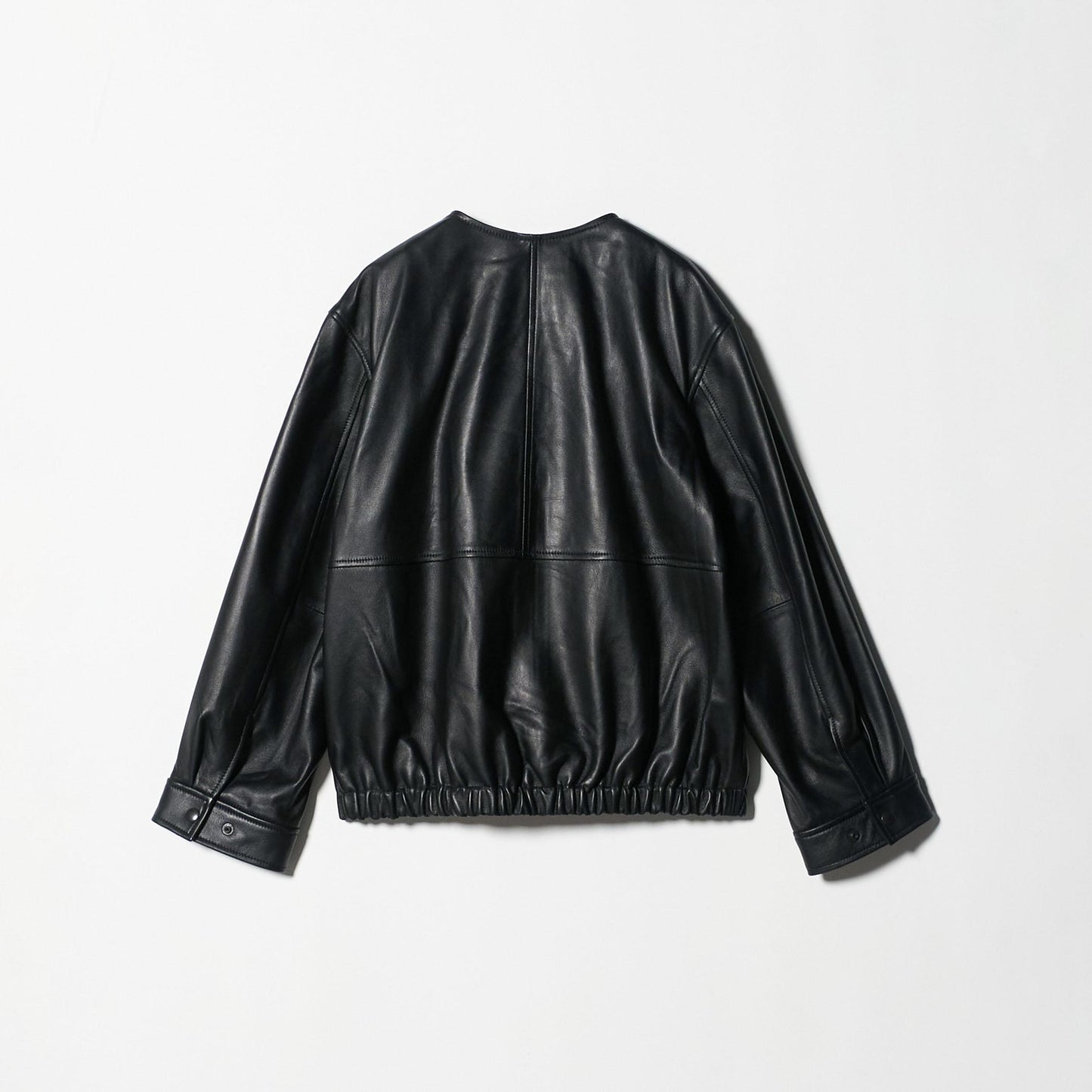 シープレザー ノーカラージップブルゾン