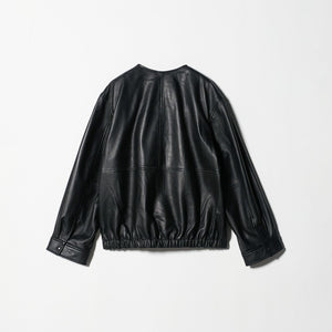 シープレザー ノーカラージップブルゾン