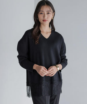 レースモチーフニットプルオーバー