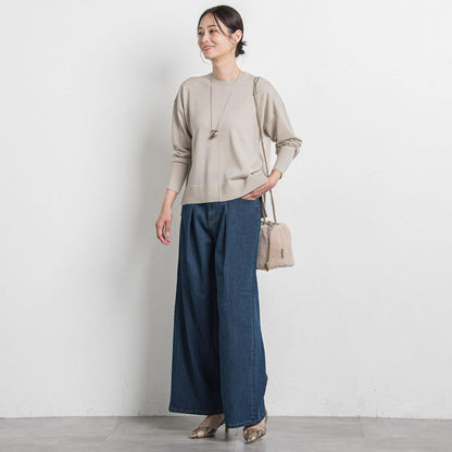 【WEB限定】ベーシックウールクルーネックニット≪洗える≫