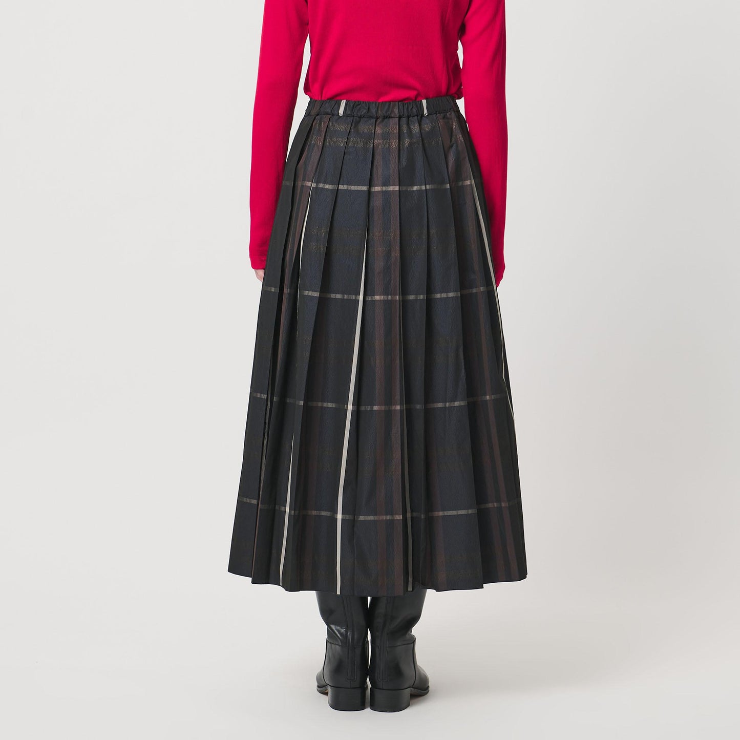 チェック タフタ プリーツスカート