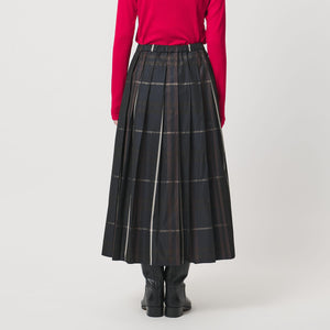 チェック タフタ プリーツスカート