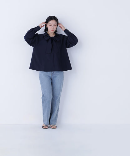 スキッパーリボンタイブラウス