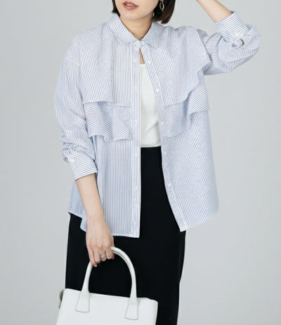 レイヤードライクダブルフリルシャツ