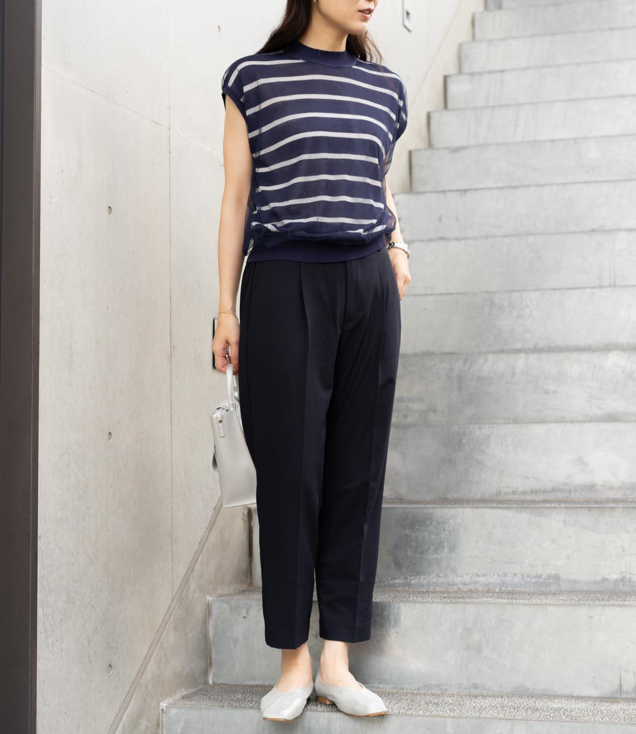 チュールレイヤードボーダーニット