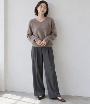 ウールカシミアホールガーメントVネックニット
