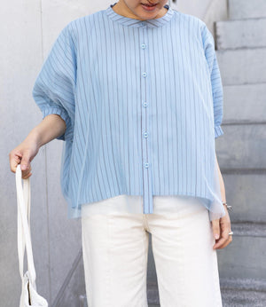 チュールレイヤードドレープブラウス