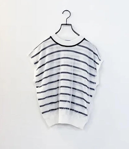 チュールレイヤードボーダーニット