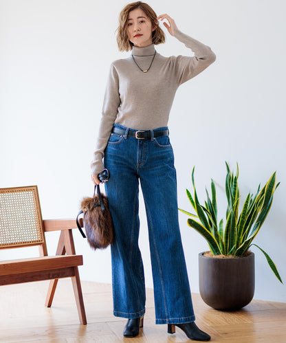 ウーステッドウール リブタートルネック ニット