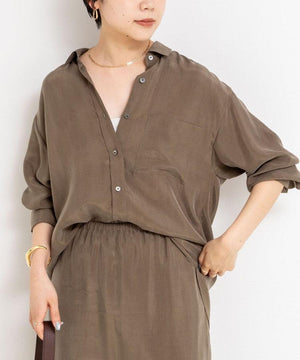 天竺クルーネックカーデ